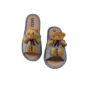 دمپایی پولیشی زنانه مدل تدی پلاس طوسی